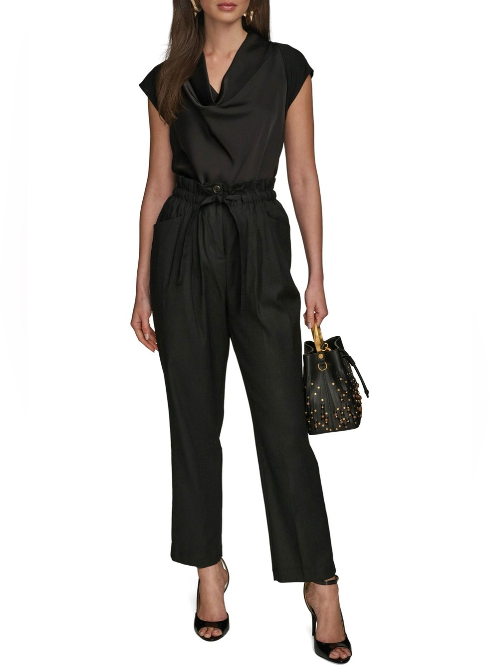 Donna Karan New York | linen blend paperbag waist drawstring pants